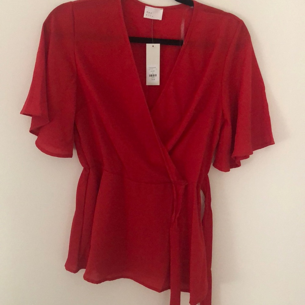 Red top with ties